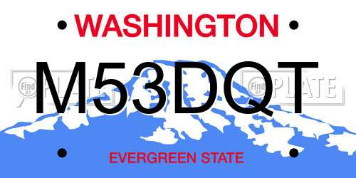 M53DQT Washington License Plate