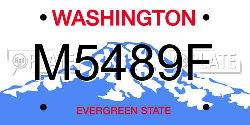 M5489F Washington License Plate