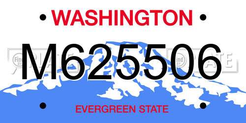 M625506 Washington License Plate