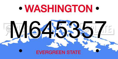 M645357 Washington License Plate