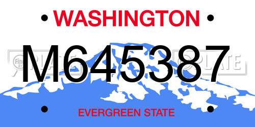 M645387 Washington License Plate