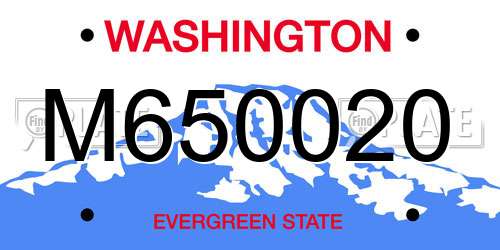 M650020 Washington License Plate