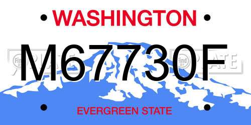 M67730F Washington License Plate