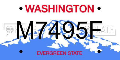 M7495F Washington License Plate
