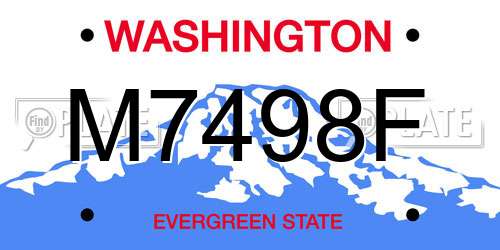 M7498F Washington License Plate
