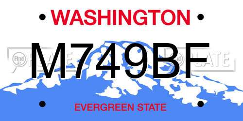 M749BF Washington License Plate
