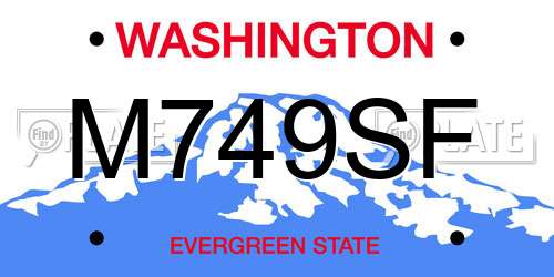 M749SF Washington License Plate