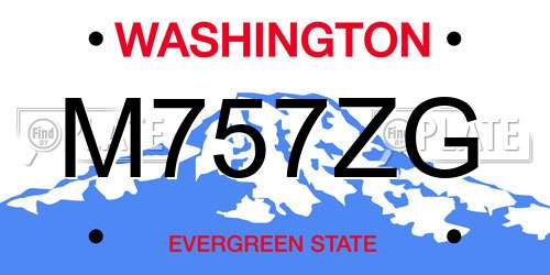 M757ZG Washington License Plate