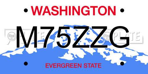 M75ZZG Washington License Plate