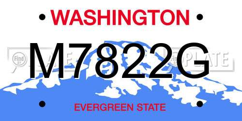 M7822G Washington License Plate