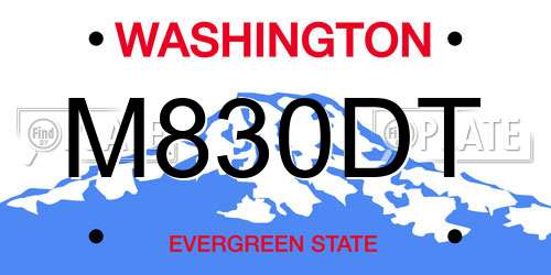 M830DT Washington License Plate