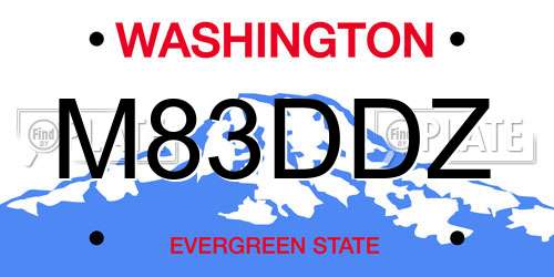M83DDZ Washington License Plate