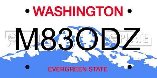 M83ODZ Washington License Plate