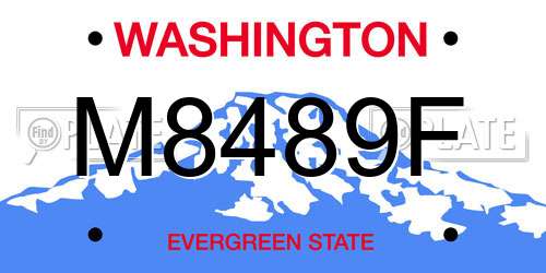 M8489F Washington License Plate