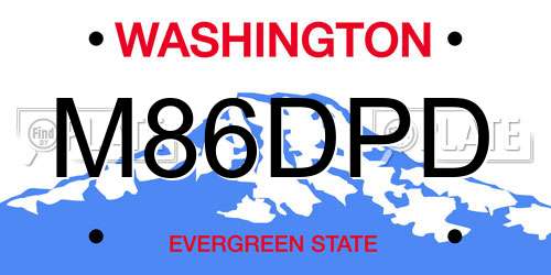 M86DPD Washington License Plate