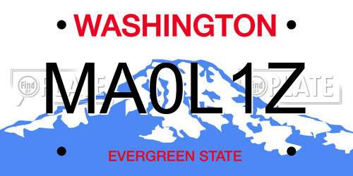 MA0L1Z Washington License Plate