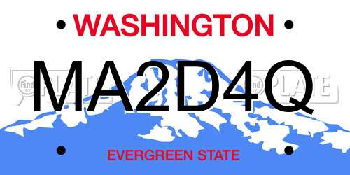 MA2D4Q Washington License Plate
