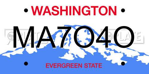 MA7O4O Washington License Plate