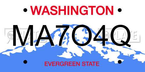 MA7O4Q Washington License Plate