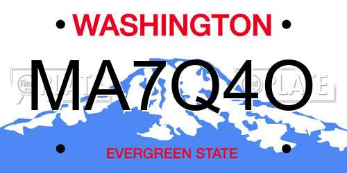 MA7Q4O Washington License Plate