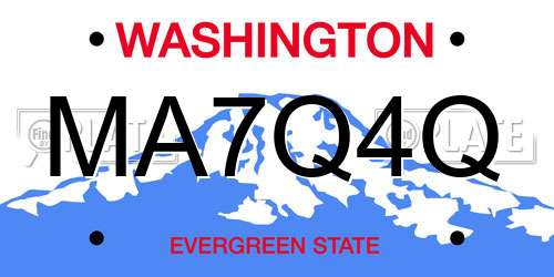 MA7Q4Q Washington License Plate