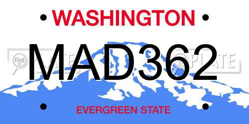 MAD362 Washington License Plate