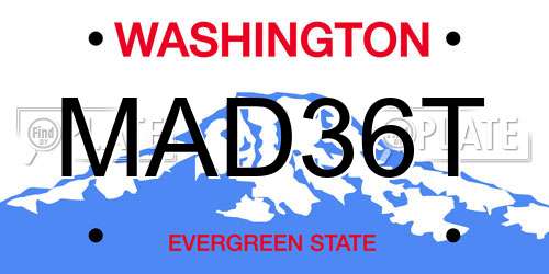 MAD36T Washington License Plate