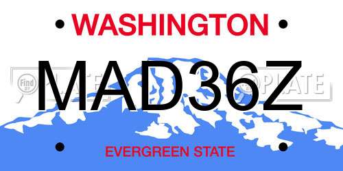 MAD36Z Washington License Plate