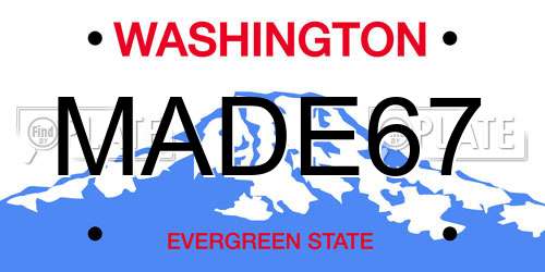 MADE67 Washington License Plate