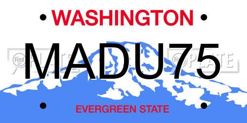 MADU75 Washington License Plate