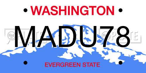MADU78 Washington License Plate
