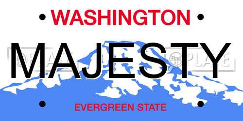 MAJESTY Washington License Plate