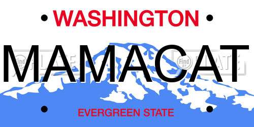 MAMACAT Washington License Plate