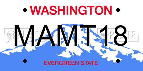 MAMT18 Washington License Plate