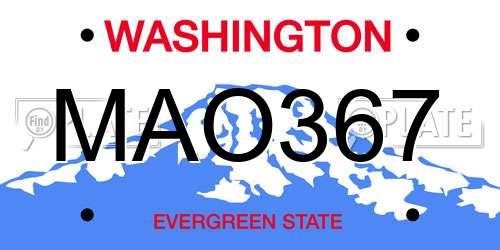 MAO367 Washington License Plate