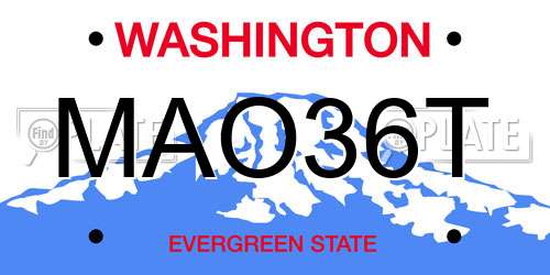 MAO36T Washington License Plate