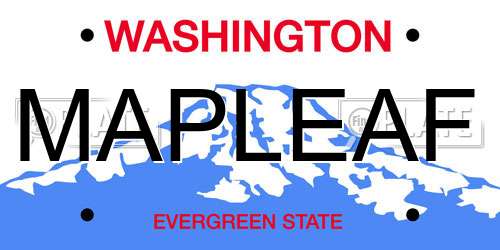 MAPLEAF Washington License Plate