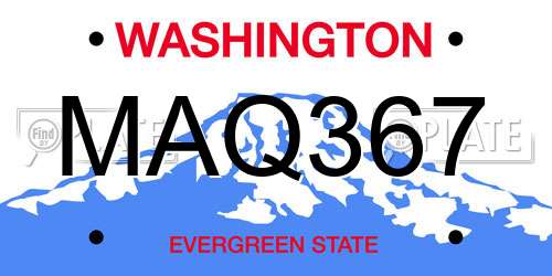 MAQ367 Washington License Plate