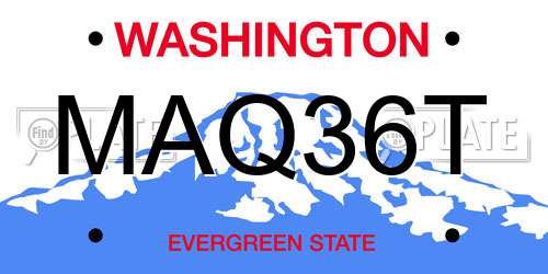 MAQ36T Washington License Plate