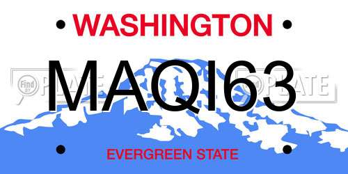 MAQI63 Washington License Plate