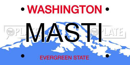 MASTI Washington License Plate