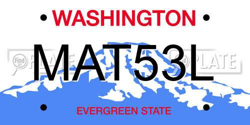 MAT53L Washington License Plate