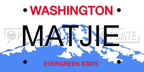 MATJIE Washington License Plate