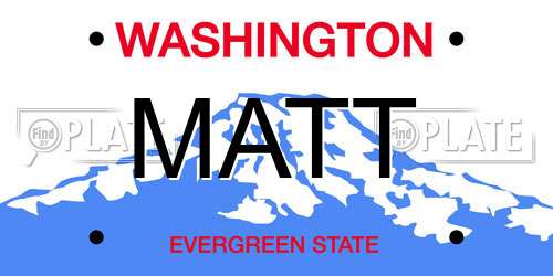 MATT Washington License Plate