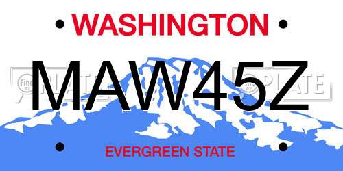 MAW45Z Washington License Plate