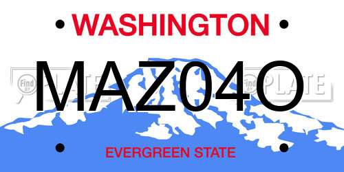 MAZ04O Washington License Plate