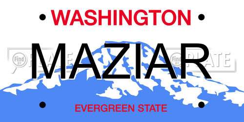 MAZIAR Washington License Plate