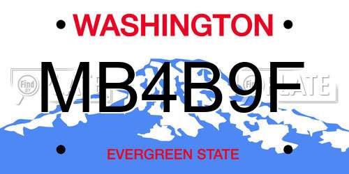 MB4B9F Washington License Plate