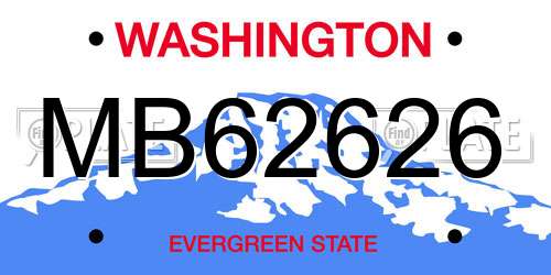 MB62626 Washington License Plate