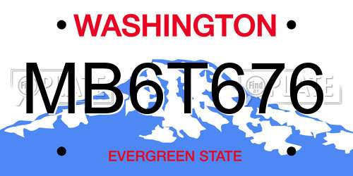MB6T676 Washington License Plate